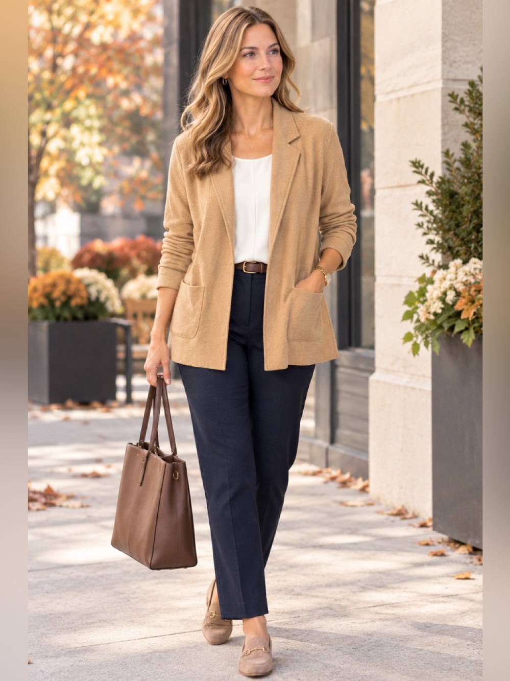 Ann Taylor Loft camel cardigan sweater blazer XS